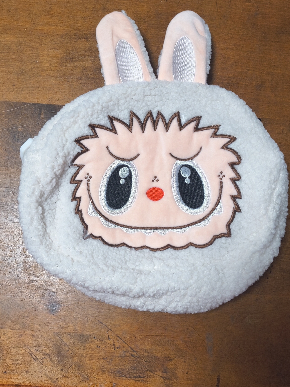 Cute White Sherpa Monster Kids Shoulder Bag With Long Strap